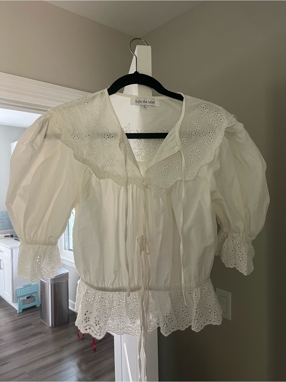 Soje The Label White Eyelet Peasant Blouse